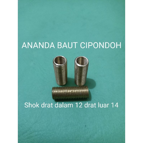 Bos drat m8x28 bahan kuningan drat dalam12 drat luar 14