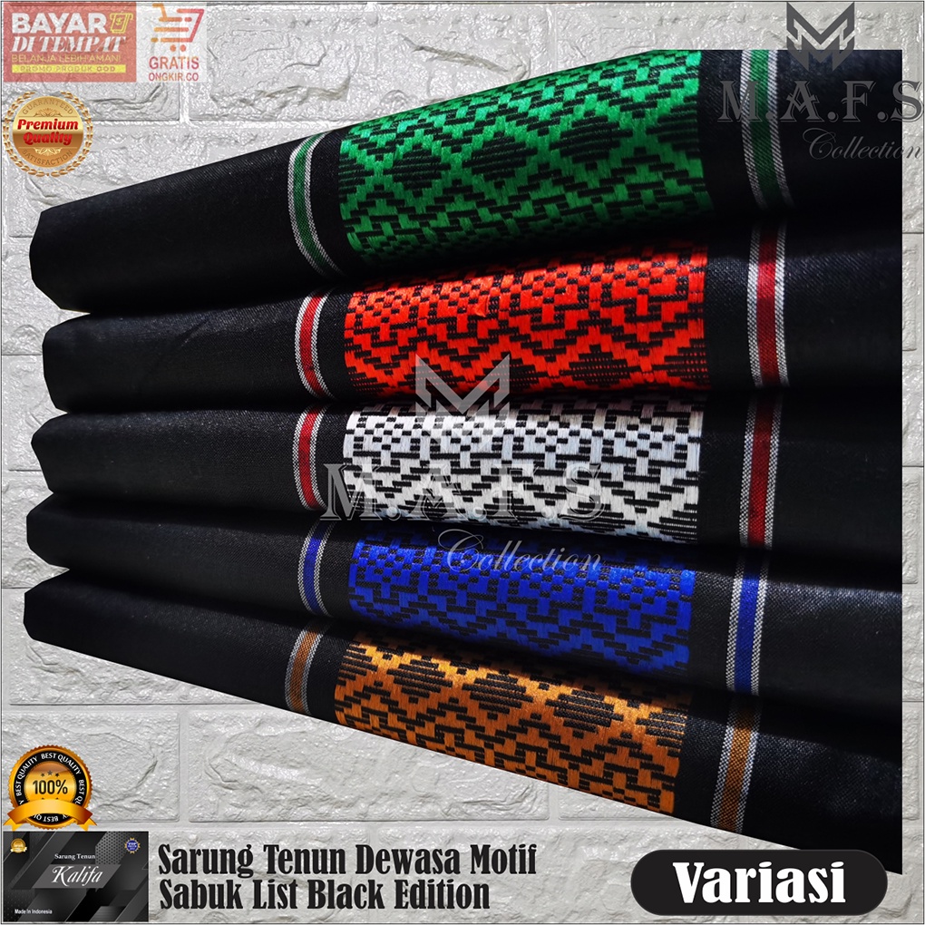 SARUNG TENUN POLOS MOTIF SABUK DEWASA &amp; ANAK BLACK EDITION