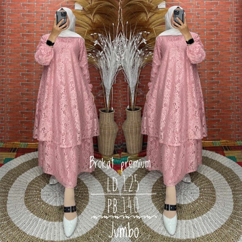 vnh_ GAMIS BROKAT MALAYSIA JUMBO TERLARIS LD 125CM