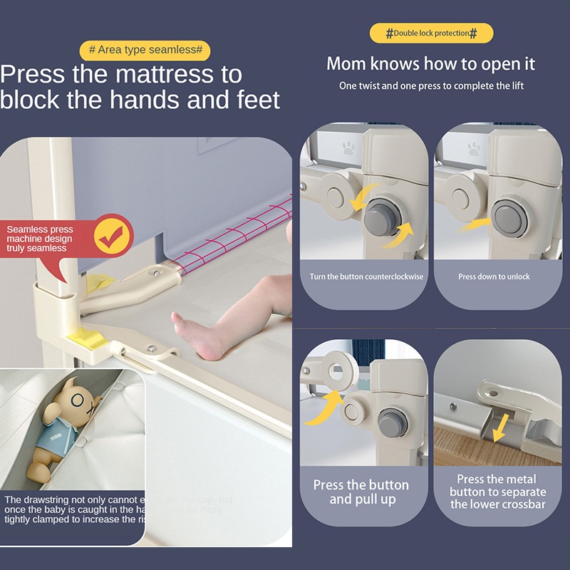 POTE pembatas kasur pagar bayi Tidur Ranjang Anak Bayi Bed Rail Safety Guard Vertical Lift Adjustable