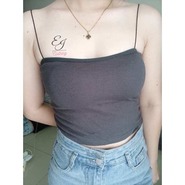 EJ - BR05 - Sling Tanktop / Crop Top / Atasan Wanita Bralette Push Up-BR06 ABU ABU