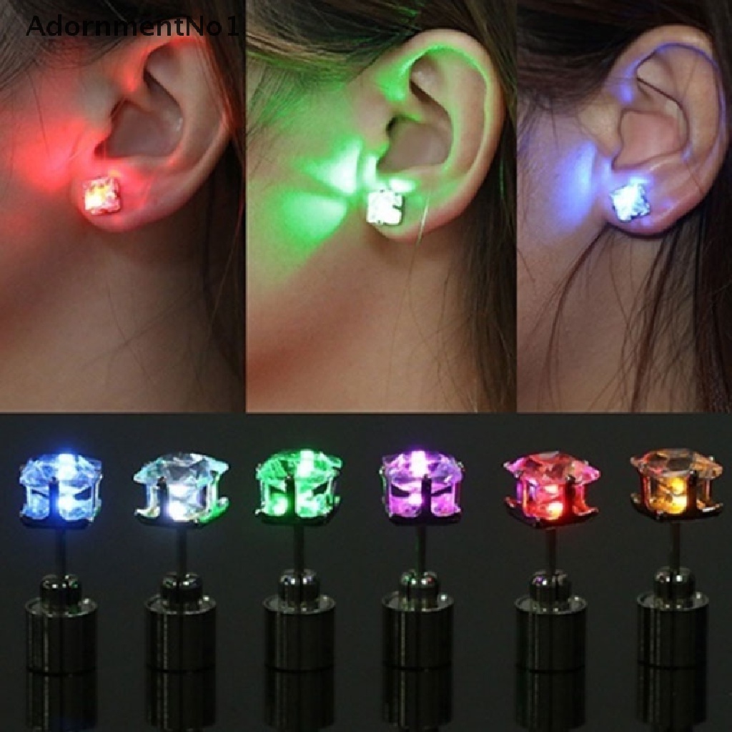 (AdornmentNo1) 1 Pasang Anting Tusuk Gantung Desain Mahkota Hias Kristal + Lampu LED Menarik Untuk Pesta