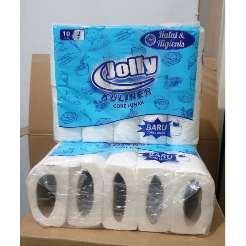 Tissue Gulung Jolly Core Lunak Tisu Dapur Tisue Kamar Mandi 10 Roll