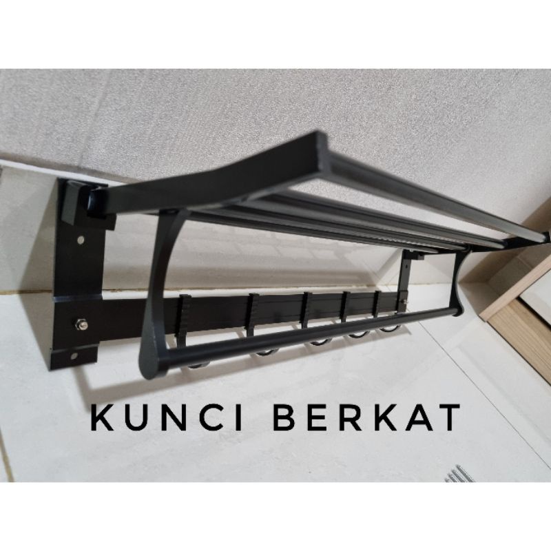 Gantungan Handuk Hitam/Hanger Black/Towel Bar/Jemuran Handuk Kamar Mandi