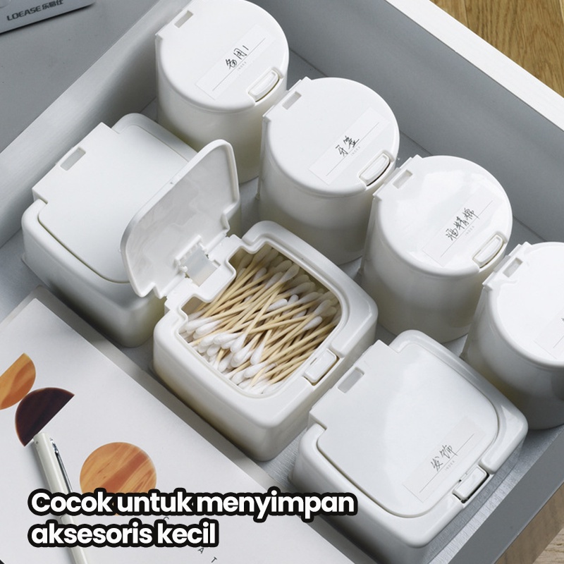 KOTAK PENYIMPANAN AKSESORIS MINI PORTABLE TEMPAT KOSMETIK COTTON BUDS TUSUK GIGI KOTAK PENYIMPANAN KAPAS