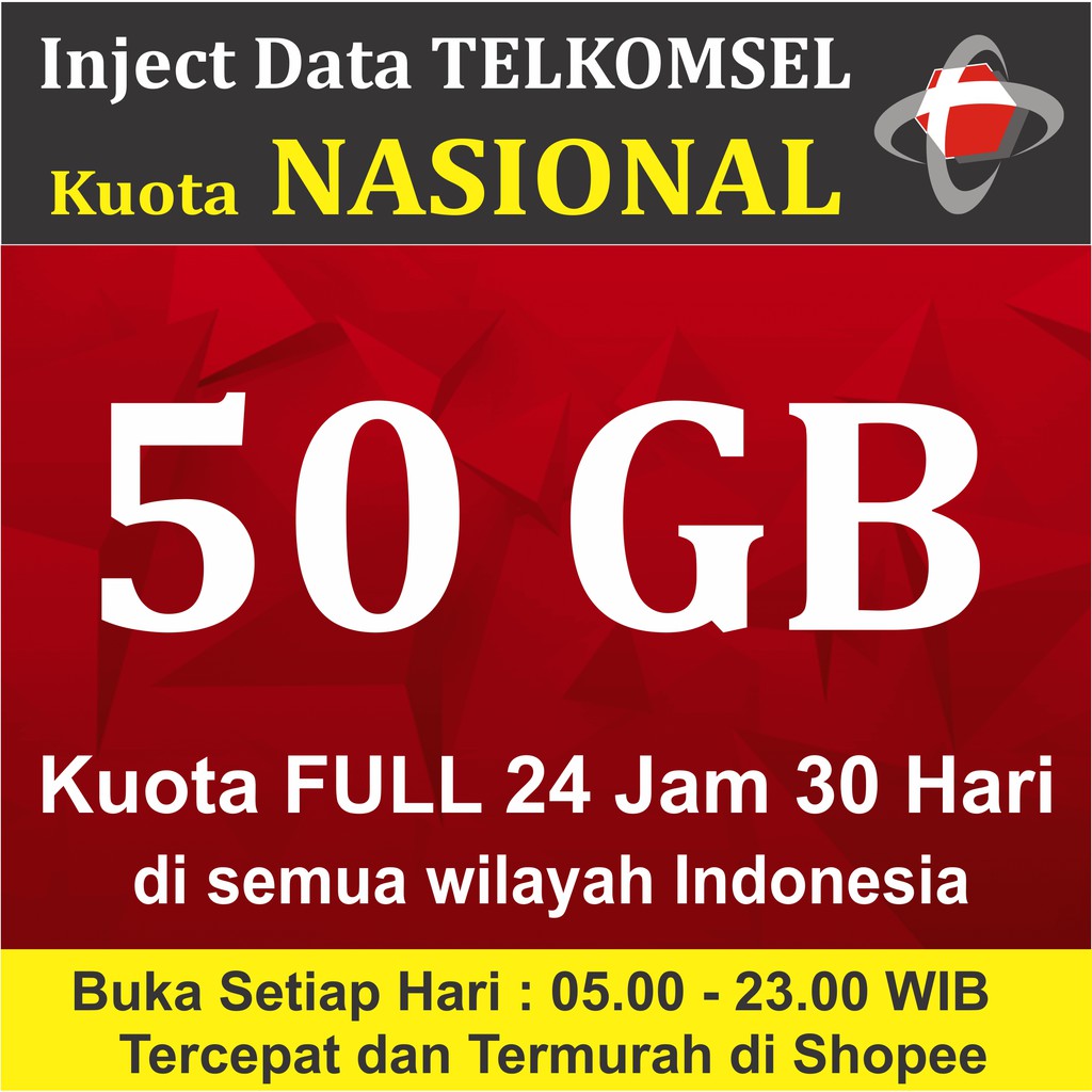 Injek Kuota Data Nasional Telkomsel 50gb Full Bisa Untuk Simpati As Loop Shopee Indonesia