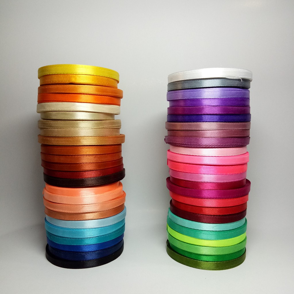 

OKB Pita Kain Satin 1/4" inch inci 0,6 cm 6 mm Ribbon Kado Pesta Ulang Tahun Buket