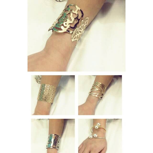 Gelang besi warna emas - gold bracelet fashion