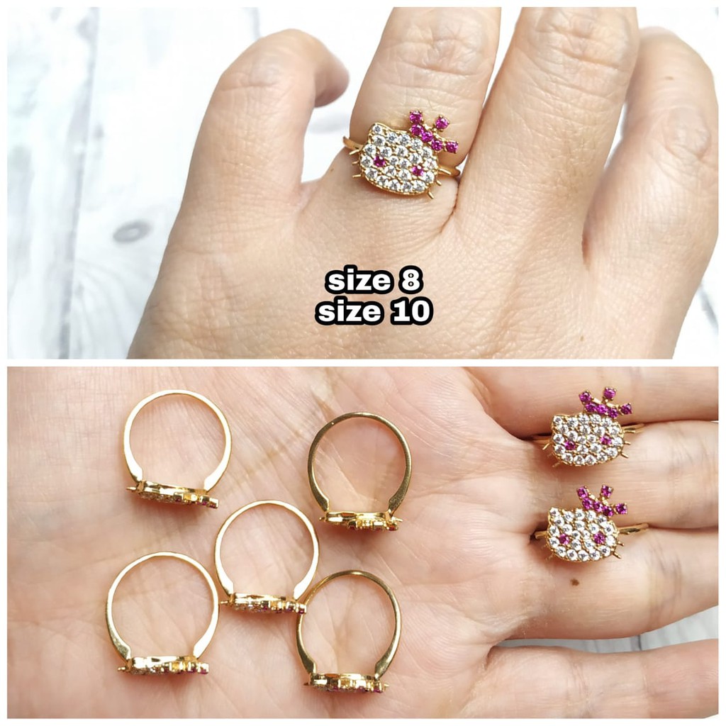 CINCIN HELLOKITY CROWN GOLD PERAK ASLI S925 KODE CD063