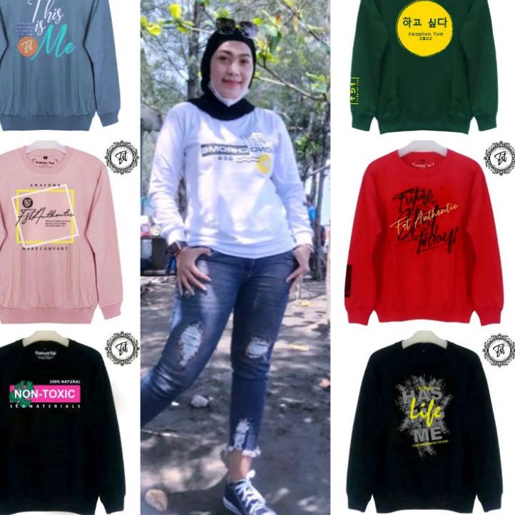Top Produk.. [ TERBARU ] Kaos Wanita Sweater Lengan Panjang // Kaos Pakai Ban Bawah // Kaos Dinarry 