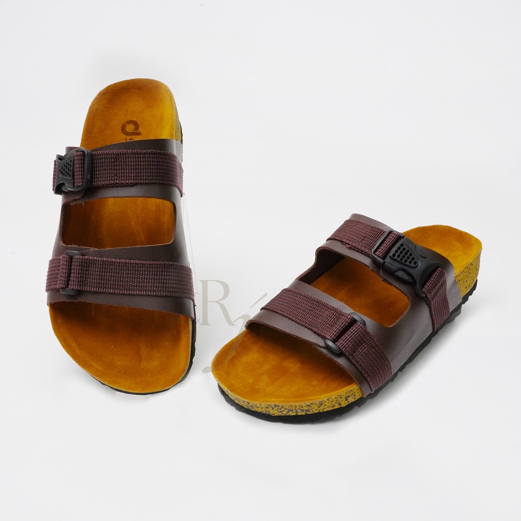 JEDDI [PYBS 201 KIDS] Sandal Anak Laki-laki Selop Puyuh/ Sandal Unisex Kasual Kulit/ Sandal Selop Velcro Ban 2/ Sandal Unisex