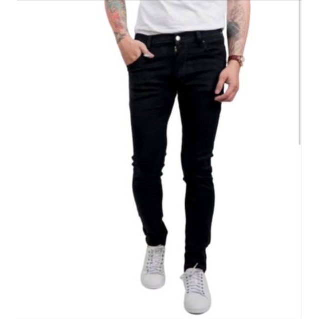 PULL AND BEAR JEANS STRETCH SUPER SKINNY PRIA / CELANA PANJANG TERBARU / JEANS HITAM PEKAT