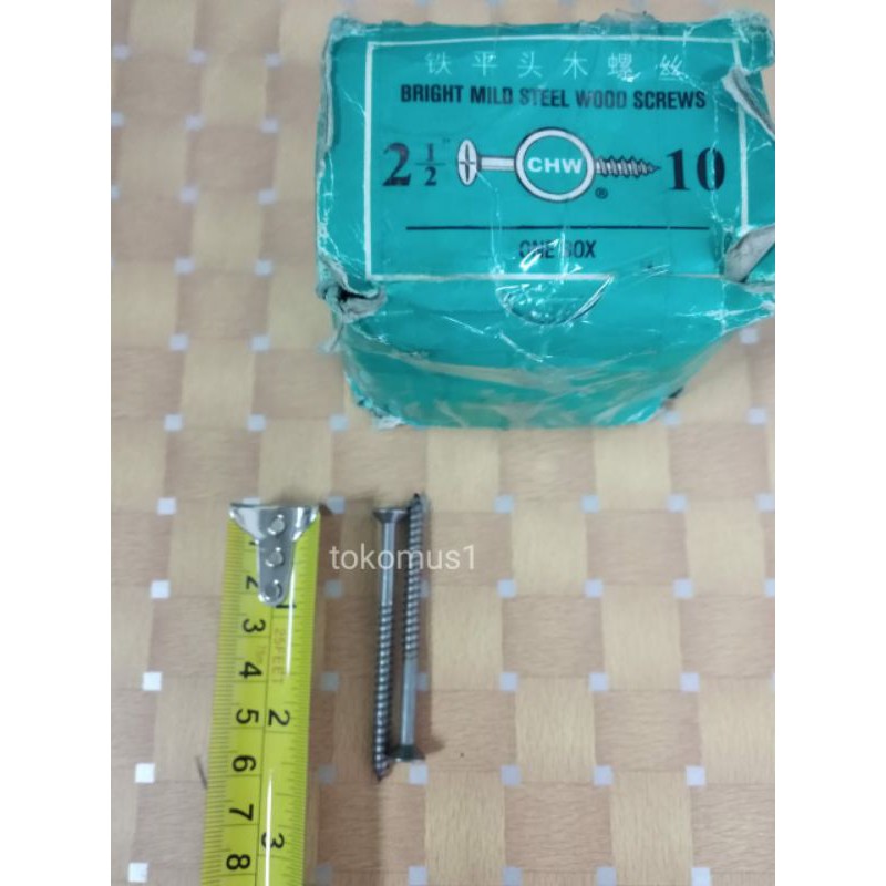 SEKRUP SKRUP KAYU KEPALA PLUS + 6 CM SEKRUP ULIR HITAM 6CM 2.5 INCI X 10