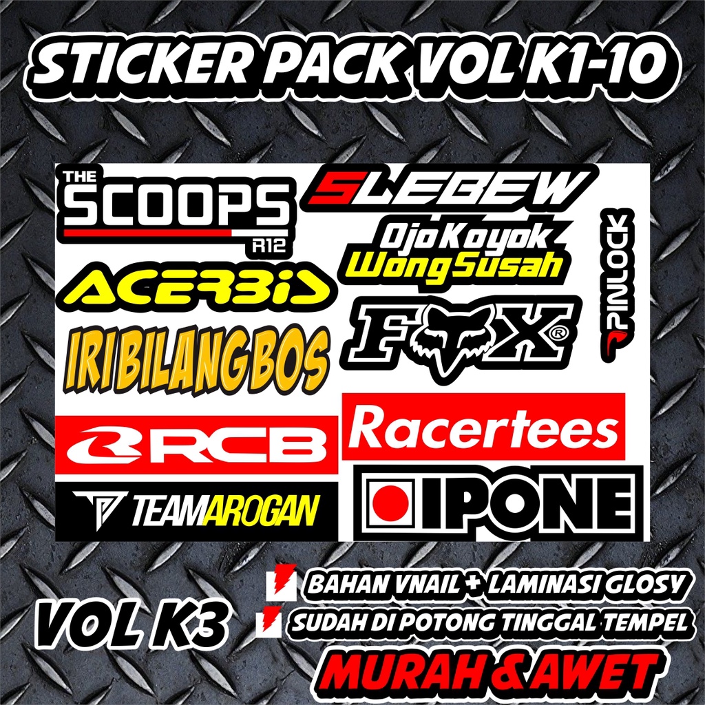 STICKER PACK RACING MOTOR BALAP MURAH LAMINASI GLOSY SUDAH CUTING TINGGAL TEMPEL