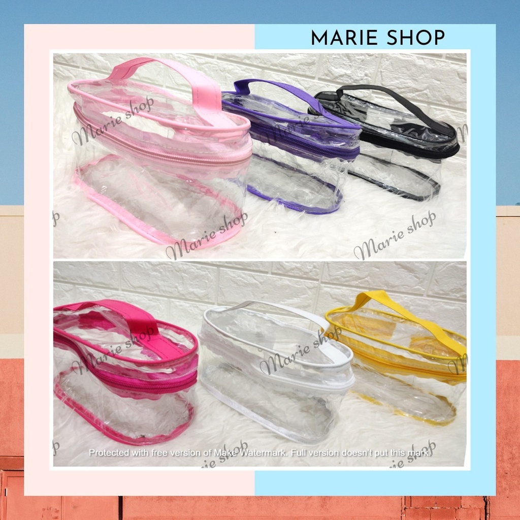 [ OSTC ] POUCH OVAL KOSMETIK - TAS KOSMETIK - POUCH MIKA TRANSPARANT - WADAH KOSMETIK - POUCH BULAT 