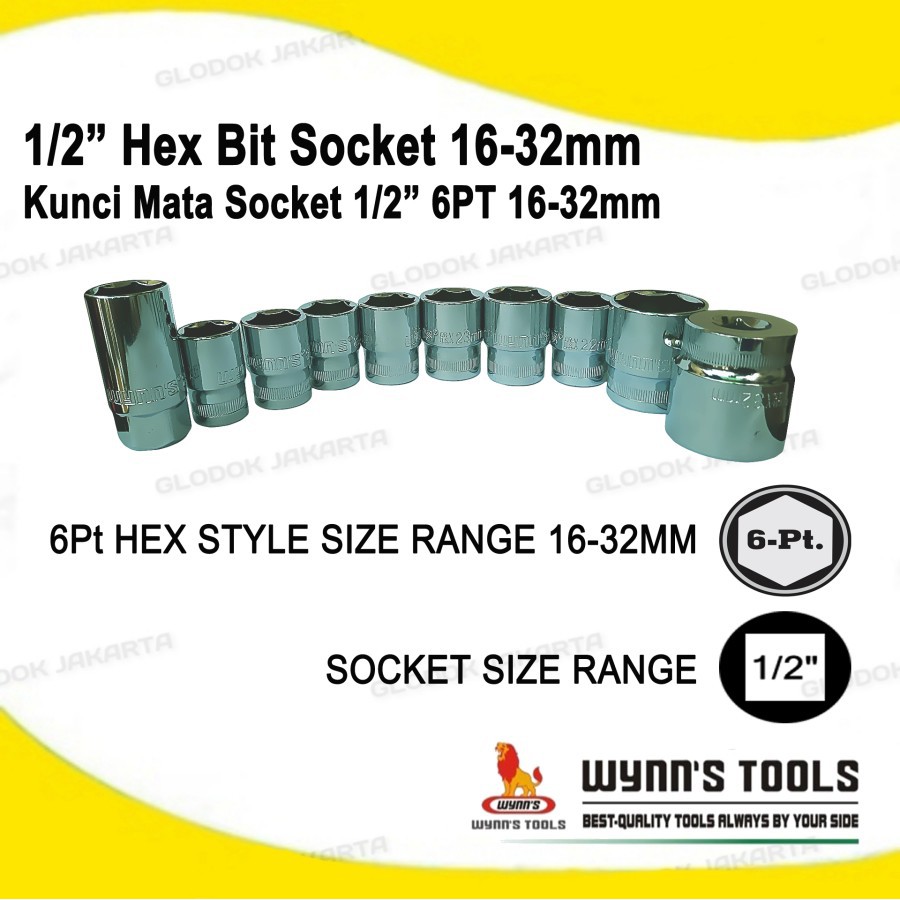 Kunci Mata Socket 1/2inch 18mm,20mm,21mm,22mm,24mm,27mm,30mm,32mm