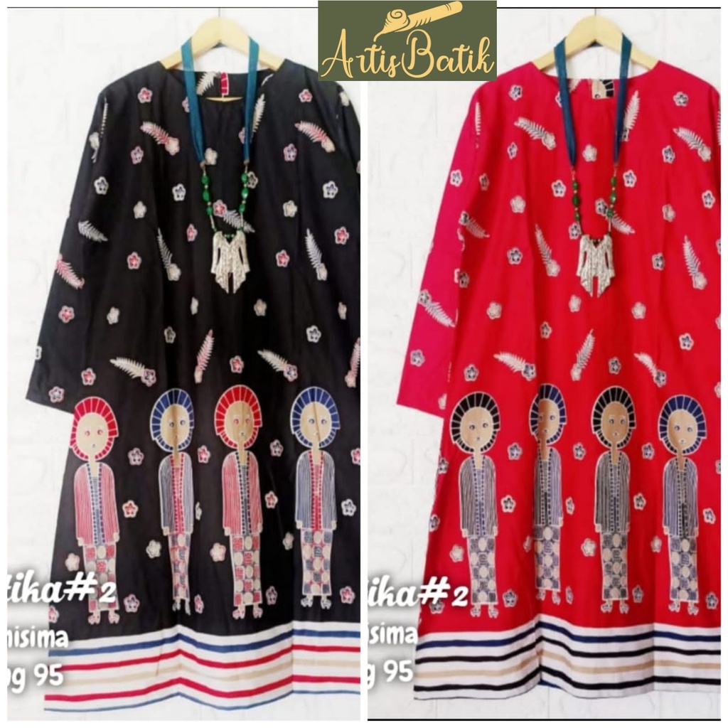 NEW TUNIK CANTIKA #2  TUNIC BATIK KATUN PREMIUM MOTIF KARTUN LUCU MBOK JAMU GENDONG SERAGAM BATIK KA
