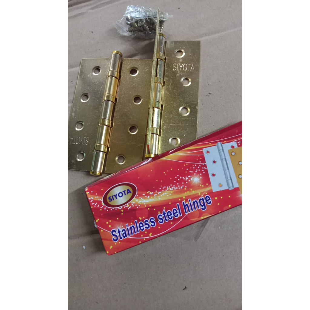 ENGSEL PLAT GOLD KUNING TERSEDIA 2 UKURAN/ ENGSEL JENDELA LEMARI RUMAH ENGSEL PINTU