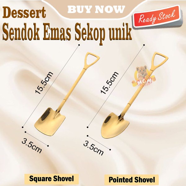 sendok unik Sekop stainless Gold sendok dessert kue 15cm escream taman