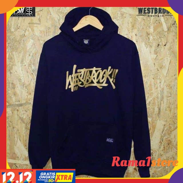 Switer Westbrook hoodie jaket navy, westbrook navy jamper, jaket hodie unisex westbrook