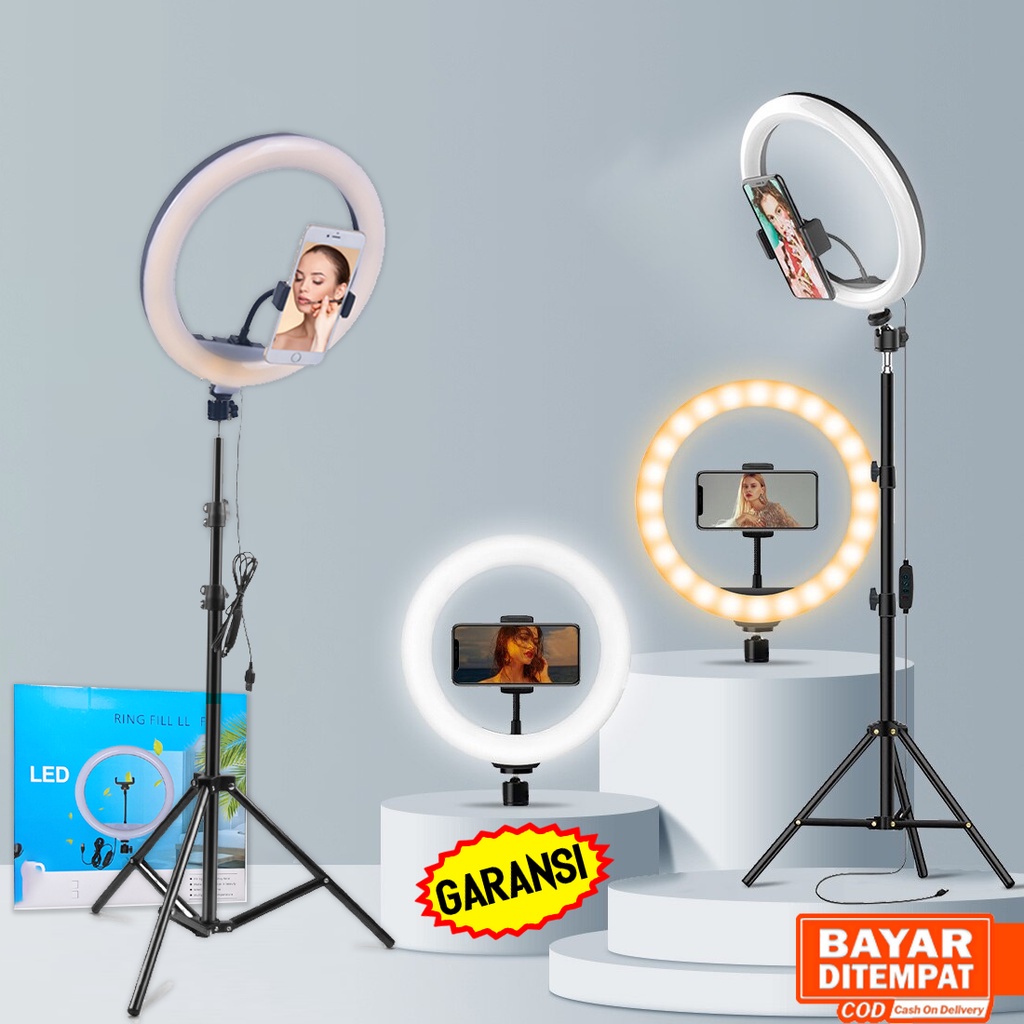 Lengkap Ring Light 33 CM  + Tripod 2,1 Meter / Paket 26 CM + Tripod 1.3 Meter Meja Lampu Cincin Make up Foto Studio Tiktok YouTube Ring Light + Tripod 33 CM 33 CM Ring Light Besar