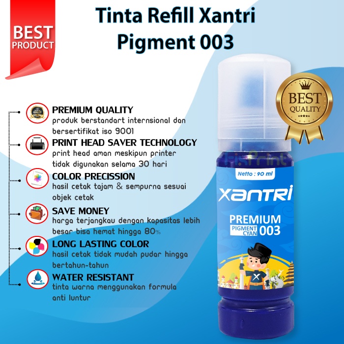 Tinta Pigment Epson 001 003 Pigmen Ink Printer L1110 L3110 L3150 L4150 L4160 L5190 L6160 L6190