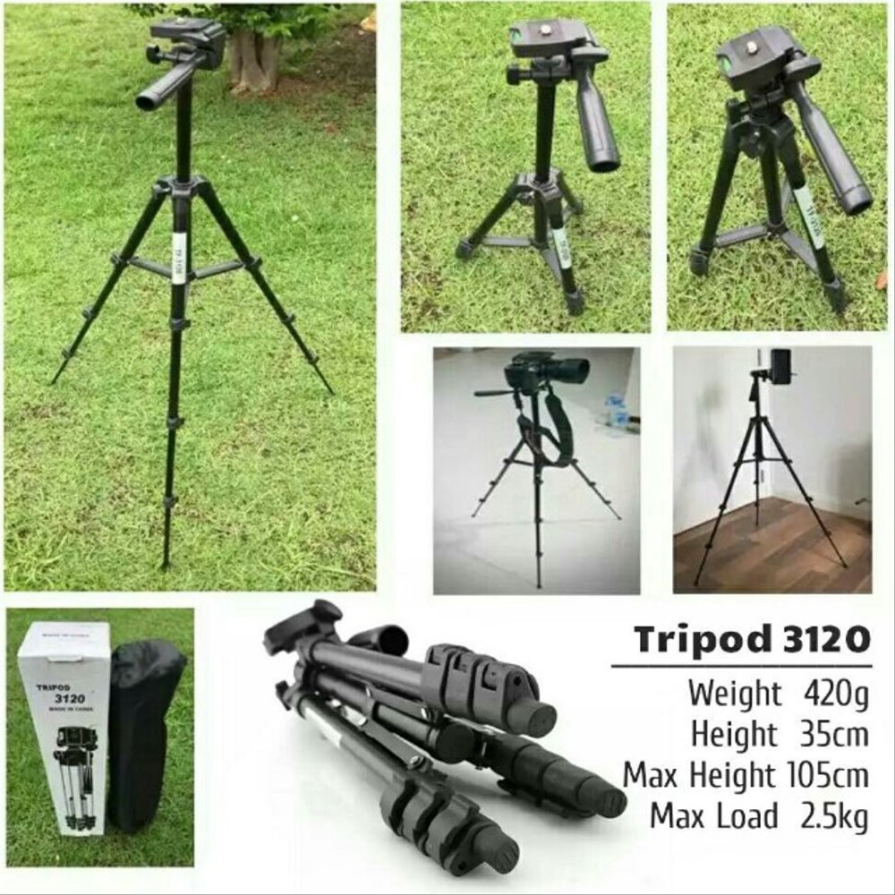 Tripod Tinggi 1 Meter Model 3120 Black Edition Bahan Alumunium Action Camera Kamera Weifeng Wei Feng