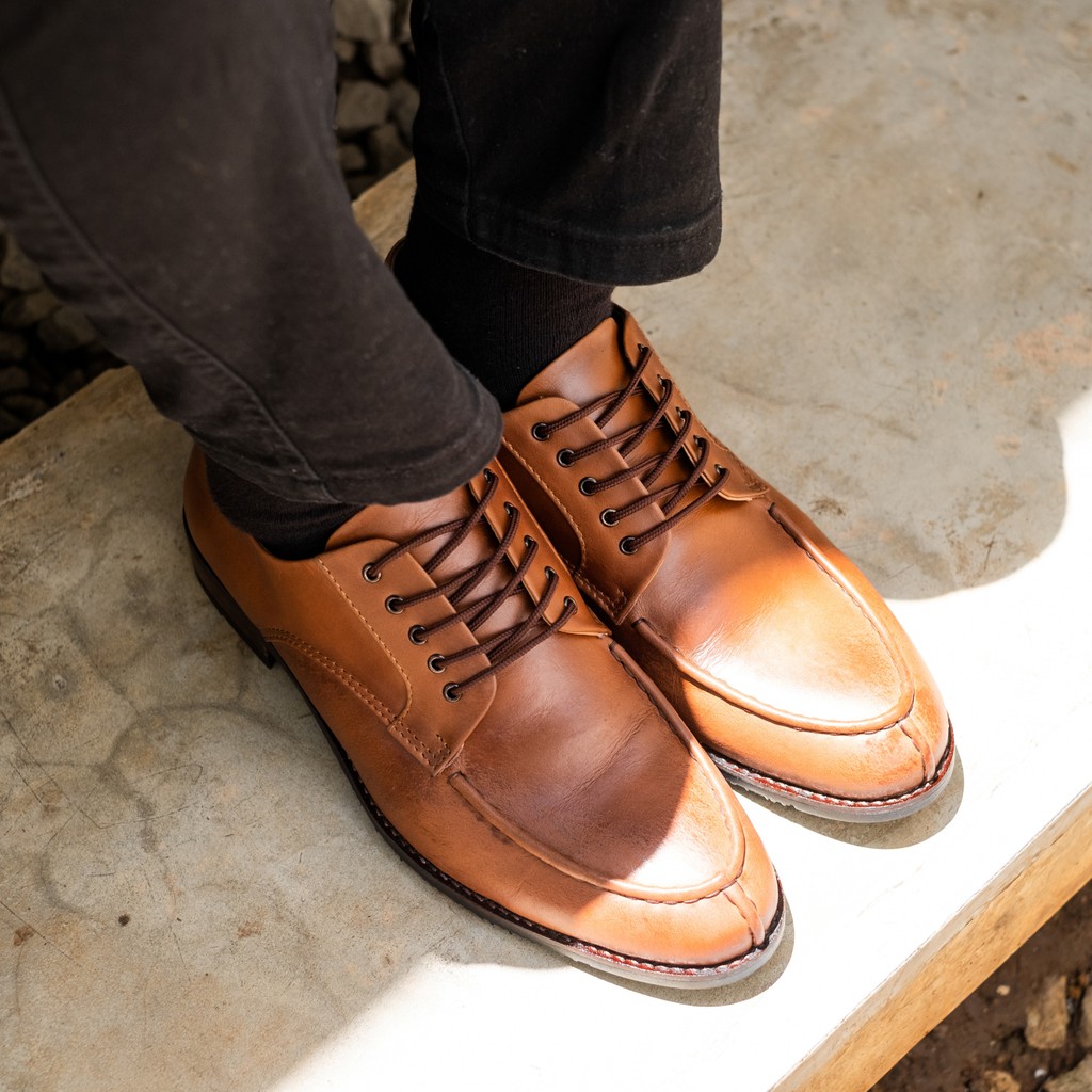 Harvard Brown | Sepatu Kulit Asli Coklat Pria Casual Kerja Cowok Kantor Pantofel | Lvnatica x FORIND