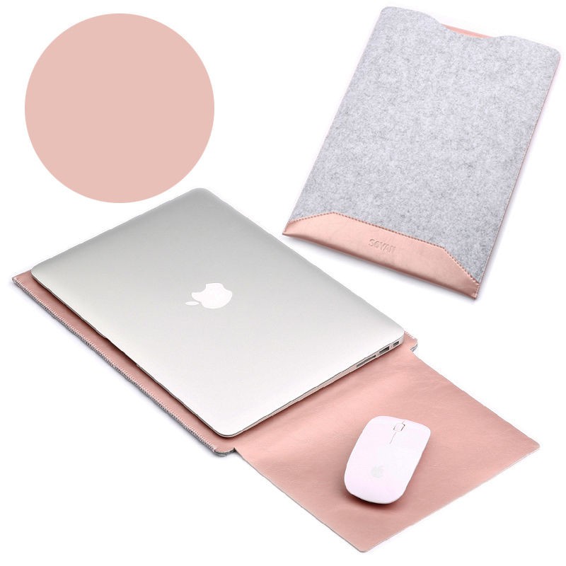 Tas Laptop / Softcase Macbook Sleeve 12 inch Microfiber Leather - Pink