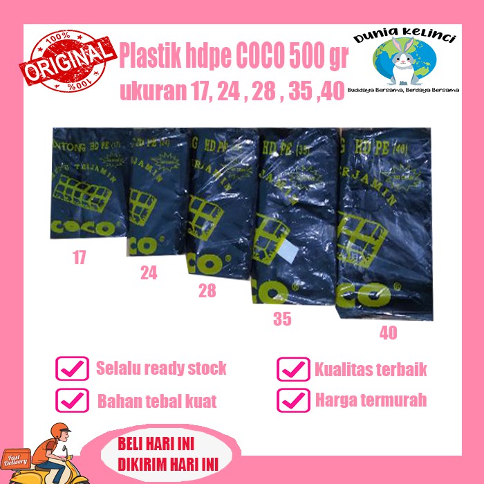 KANTONG PLASTIK KRESEK HD PE UKURAN 17 , 24, 28 , 35 , 40 500GR COCO HITAM HDPE TEBAL EKO MURAH LOCO