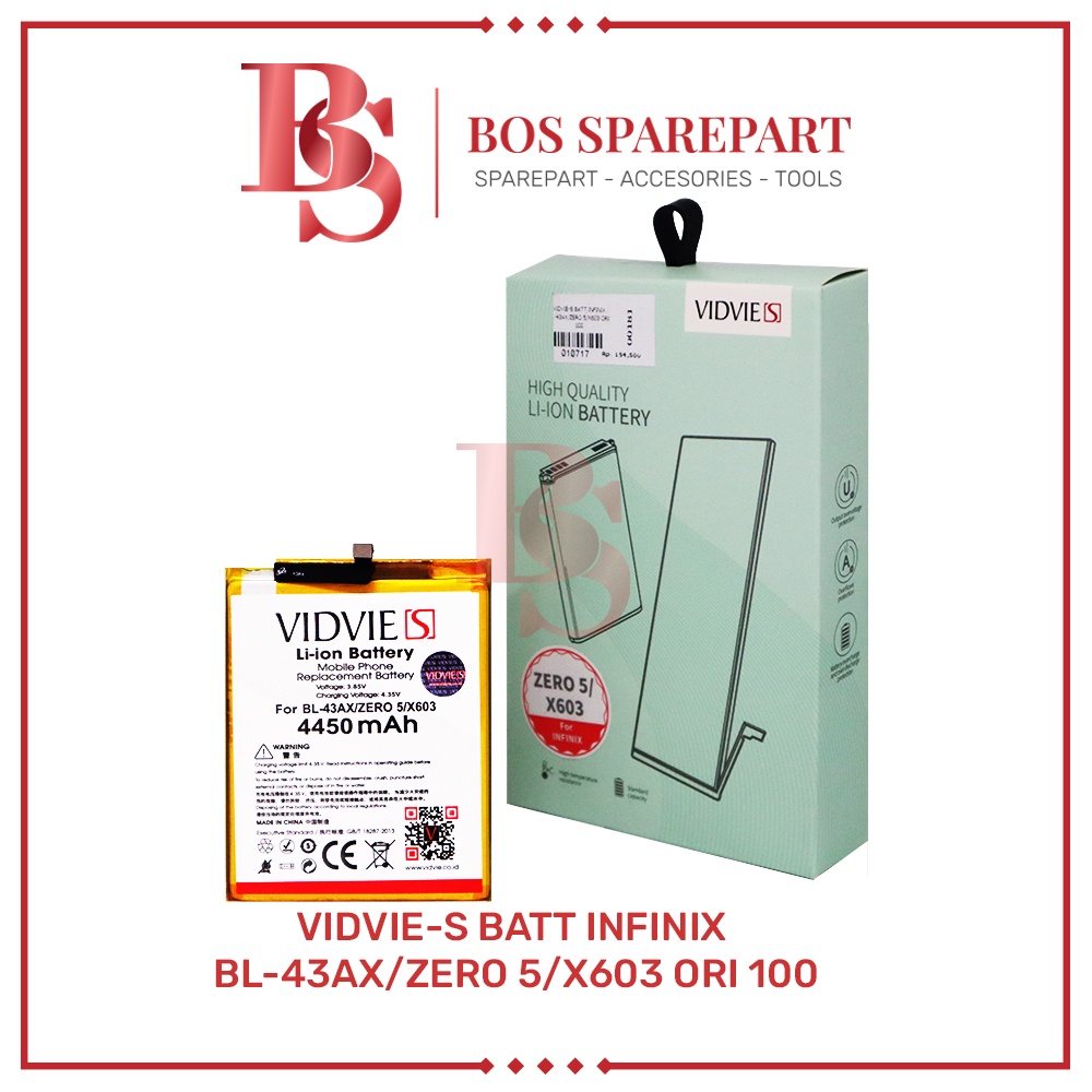 VIDVIE-S BATERAI INFINIX BL-43AX / ZERO 5 / X603 ORI 100 / BATTERY / BATRE
