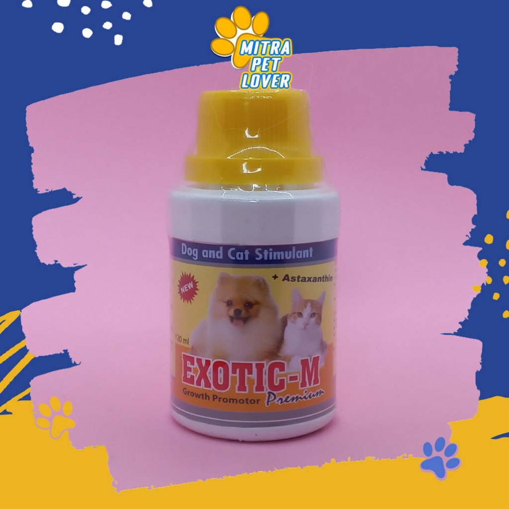 SUPLEMEN PERTUMBUHAN ANJING - EXOTIC M DOG 125 ML ORIGINAL - MULTIVITAMIN LENGKAP PERTUMBUHAN PUPPY DOGGY AMAN GEMUK PET ANIMAL HEALTHCARE AND VETERINARY TAMASINDO OBAT KESEHATAN DAN VITAMIN IMUN NAFSU MAKAN TERNAK HEWAN BINATANG PELIHARAAN MITRAPETLOVER