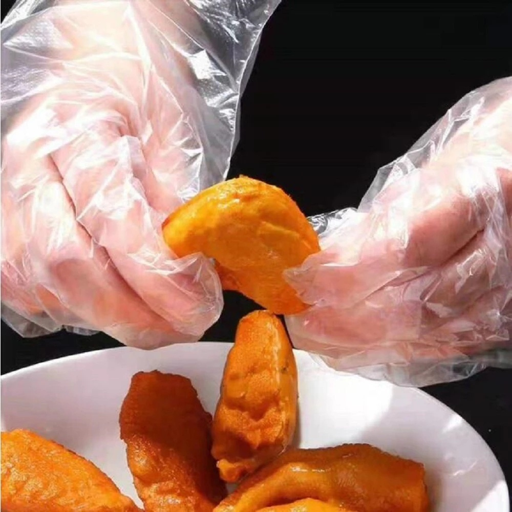 [100PCS Disposable Transparent  Food Plastic Gloves ][ Oil - proof Waterproof  Kitchen Protect Good Gloves][ Restaurant BBQ  Eco-friendly PE Gloves][Fruit Vegetable Gloves]