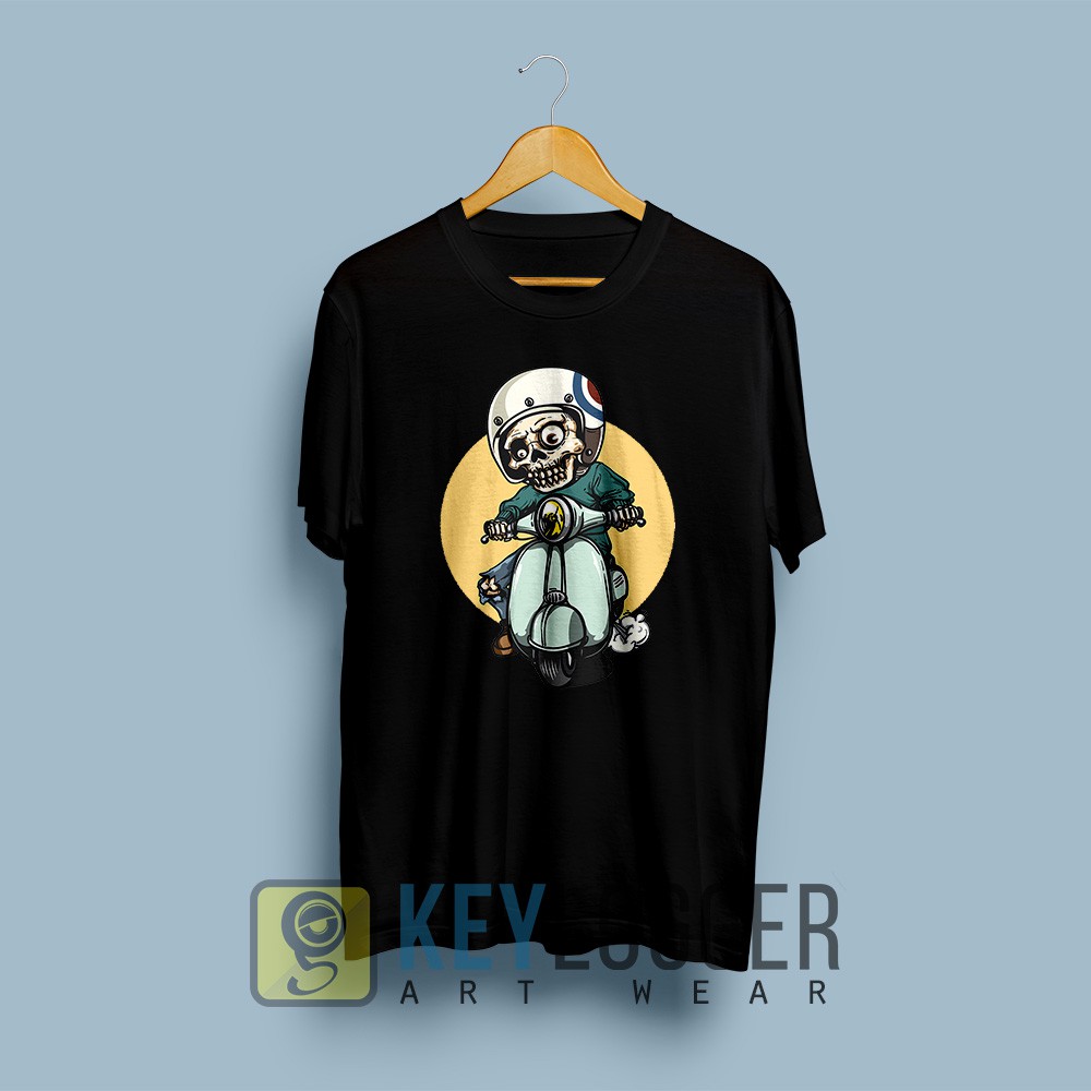 Baju Kaos Vespa Biker Skull Otomotif Motor 02 a4