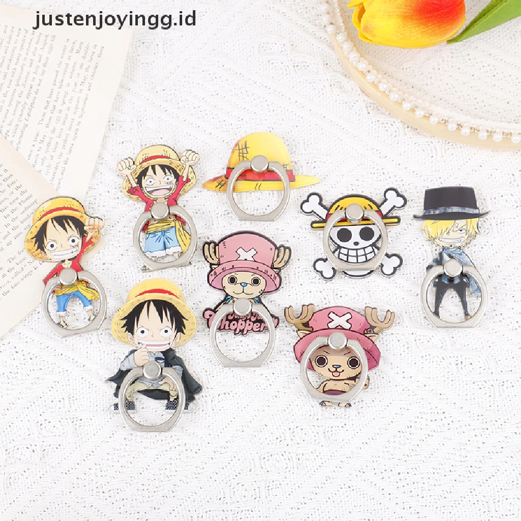 // justenjoyingg.id // One Piece Luffy Chopper Finger Ring Acryli Mobile Phone Holder Phone Ring Stand ~