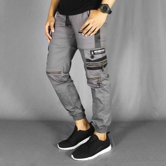 Jogger premium green army / jogger biker / celana cogger murah hitam / jogger sobek
