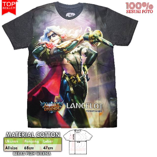 Kaos 3D Tshirt Distro Cowok Baju Pria Print Casual Santai Hero Mobile Legends Lancelot