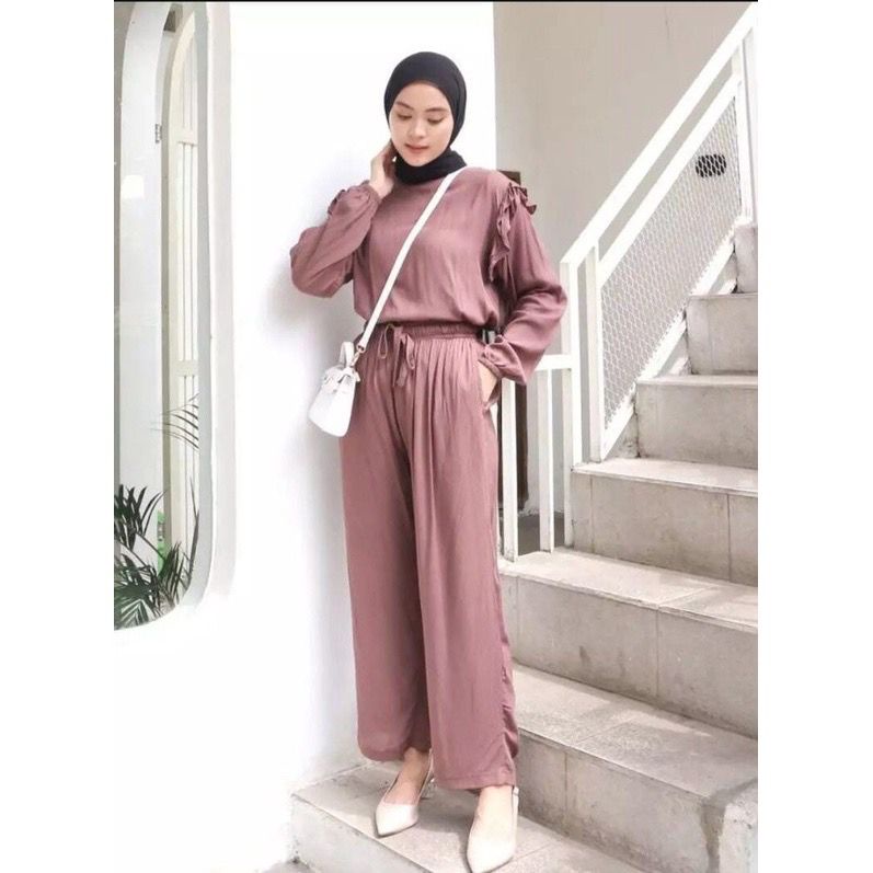 1KG MUAT 3SET | POPPY SET CRINCLE RUFFLE HITS OOTD SELEBGRAM FASHION GROSIR WANITA TERMURAH