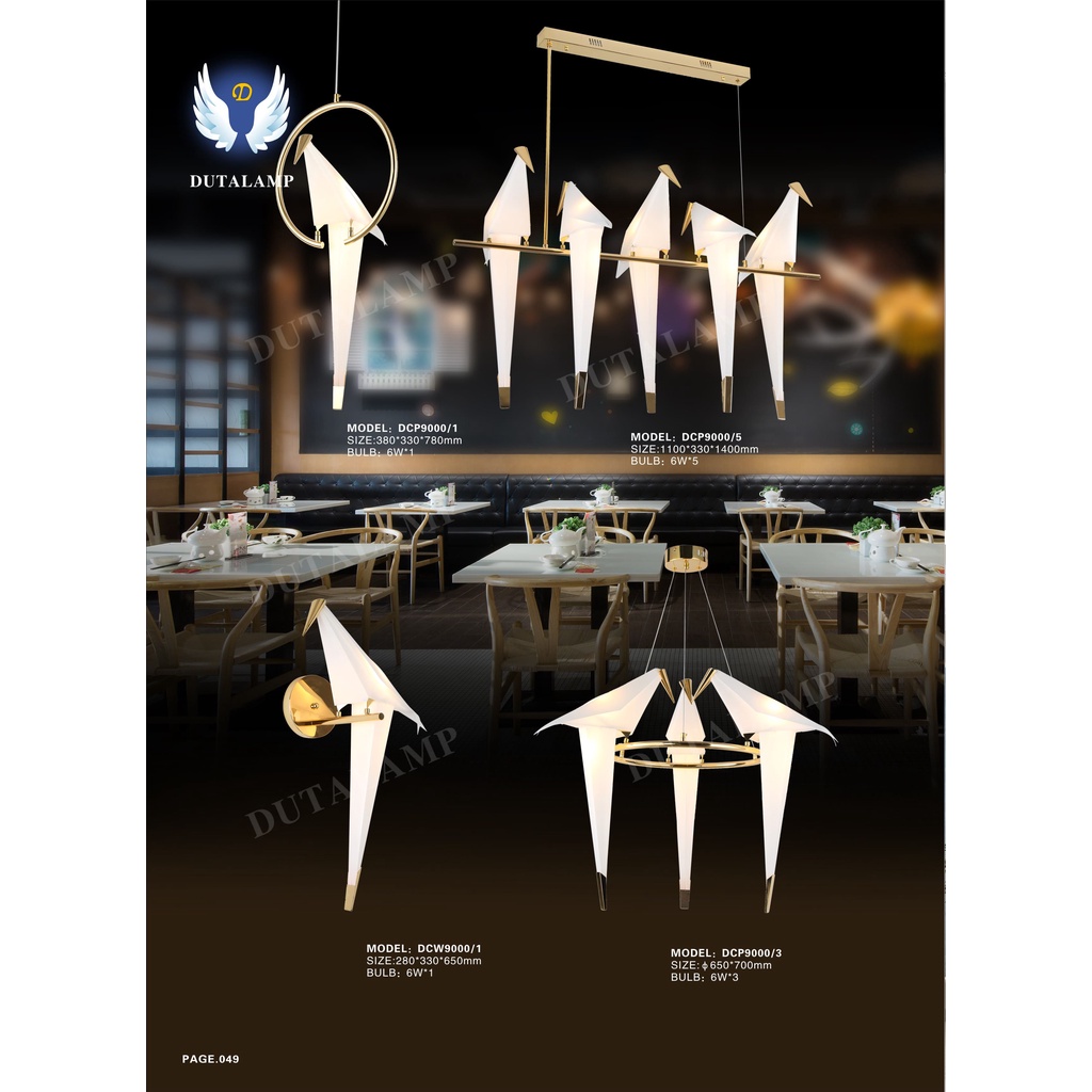 Lampu Gantung Unik Gold Motif Burung Hias Ruang Tamu/Keluarga 9000