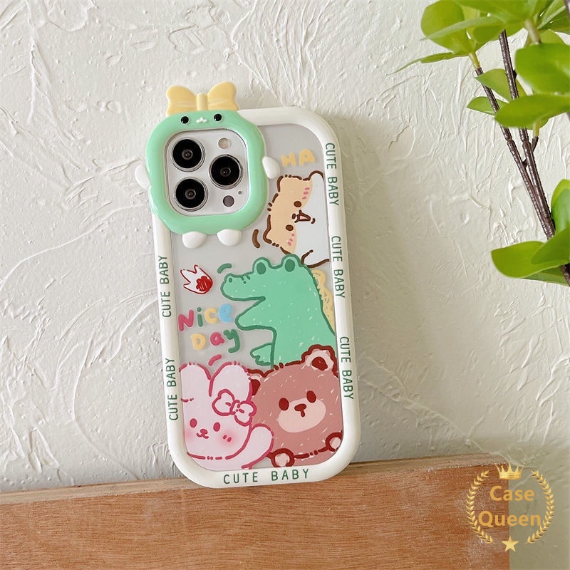 Bow-knot Little Monster Case OPPO A17 A7 A5S A12 A15 A55 A5 A5 A54 A15s A17K A31 A3S A12E A53 A74 A95 A16K A16E A52 A92 A96 A76 Reno 5F 4F A9 A57 A16 A16s Dinosaurus Kelinci Beruang Puppy