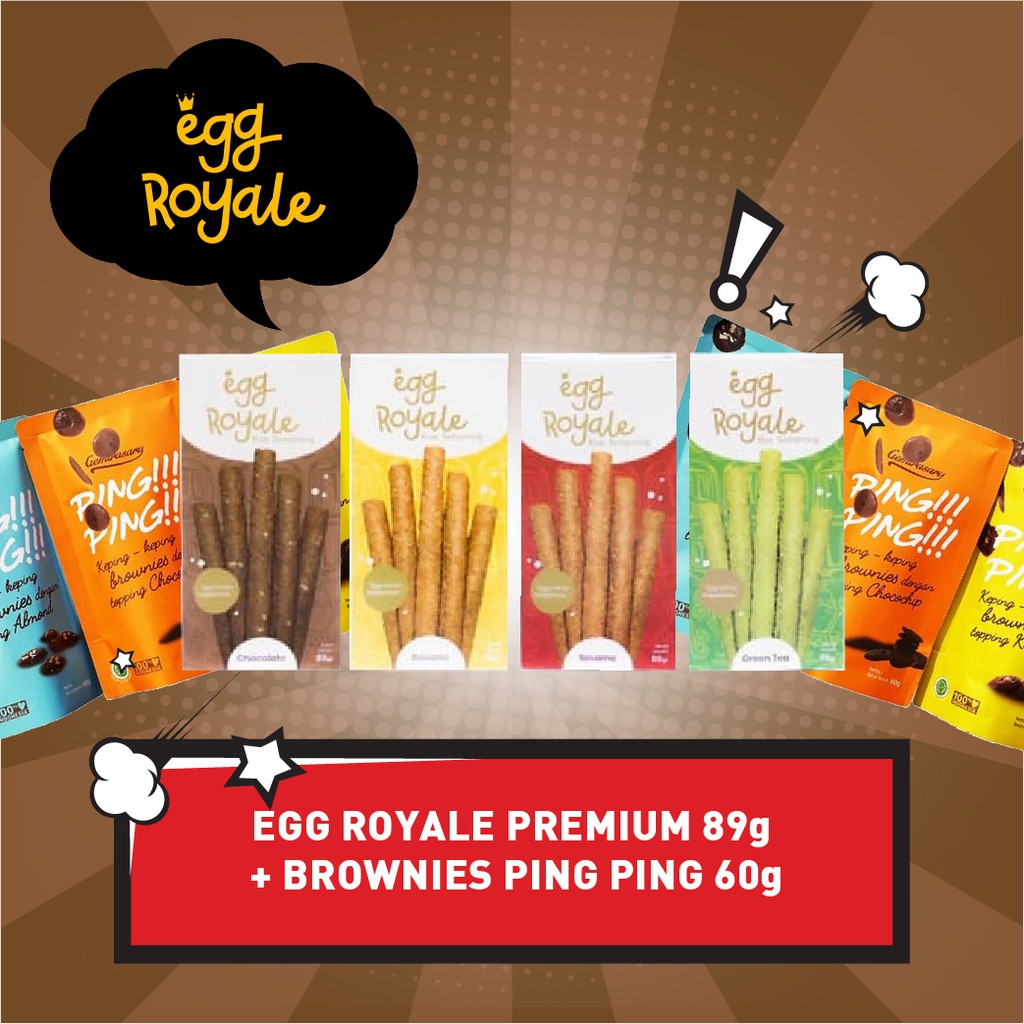 Egg Royale 89 gr Bonus Keping Brownies Kering 65gr Eggroll Kue Semprong Snack cemilan Koin
