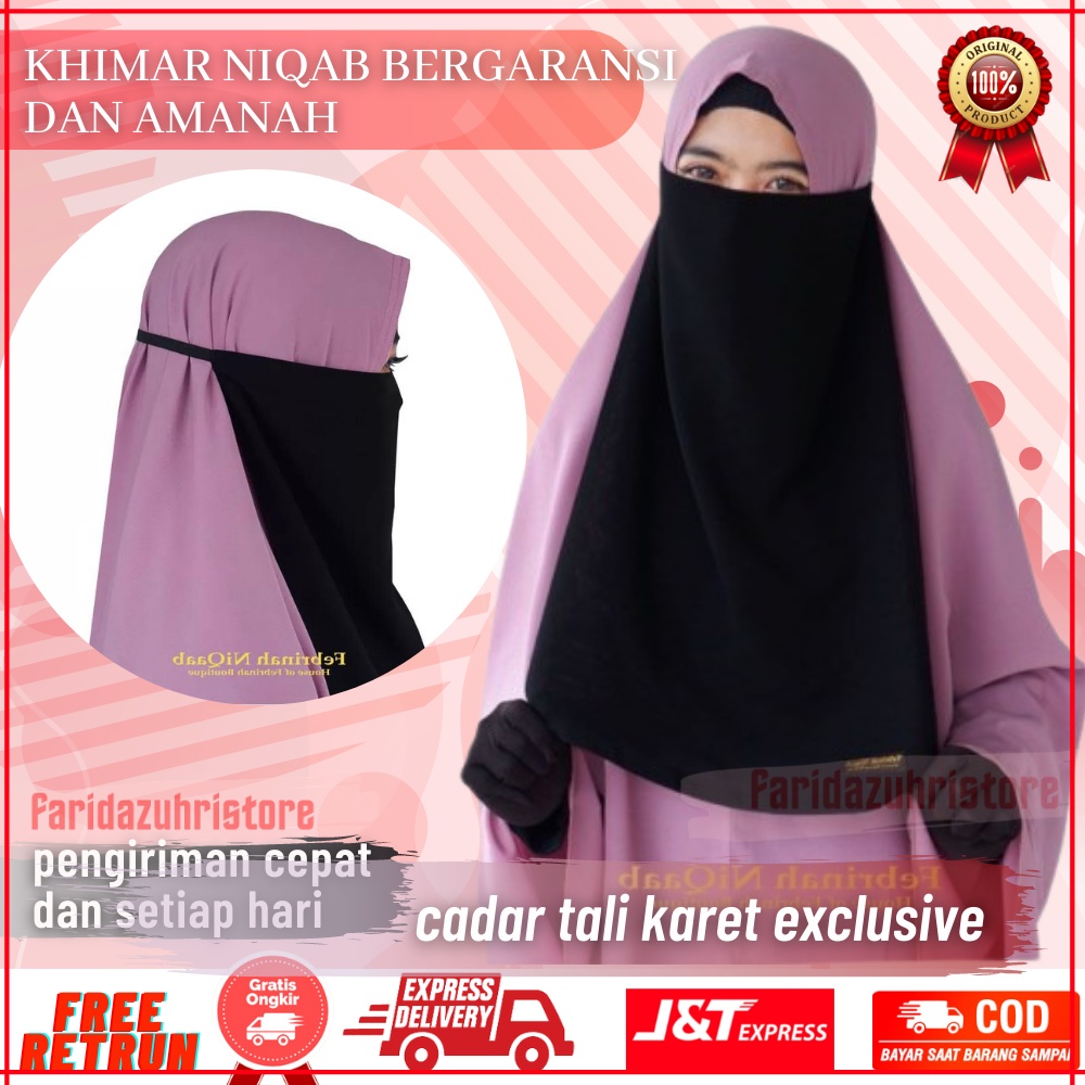 Niqob Karet Cadar Wanita Cadar Tali 1 Layer Hijab Saudia Niqab Tali Karet Niqab Jetblack Niqab Premi