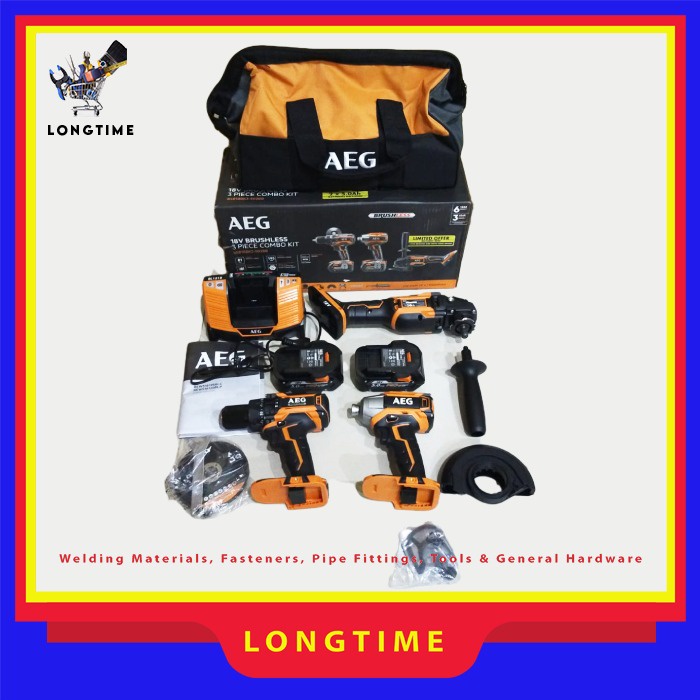 Mesin Bor AEG BSB18BK3-502BB 18Volt 5.0AH Brushless 3PCS COMBO KIT 18V 5.0 AH AEG  BSB 18BK3-502BB