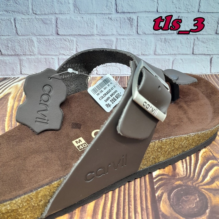 Sandal Kulit Pria Carvil Colorado 01 Asli 39-43 Sandal Japit Kasual Original