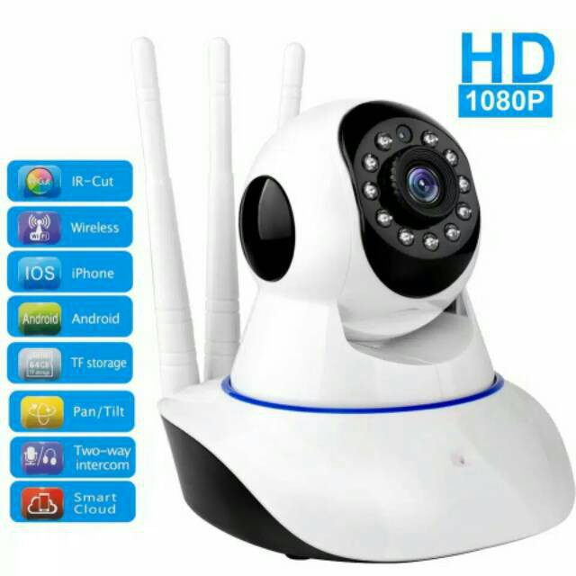 Ip Camera CCTV Wifi With 3 Antena Wireless P2P HD 720p Infrared Night Vision