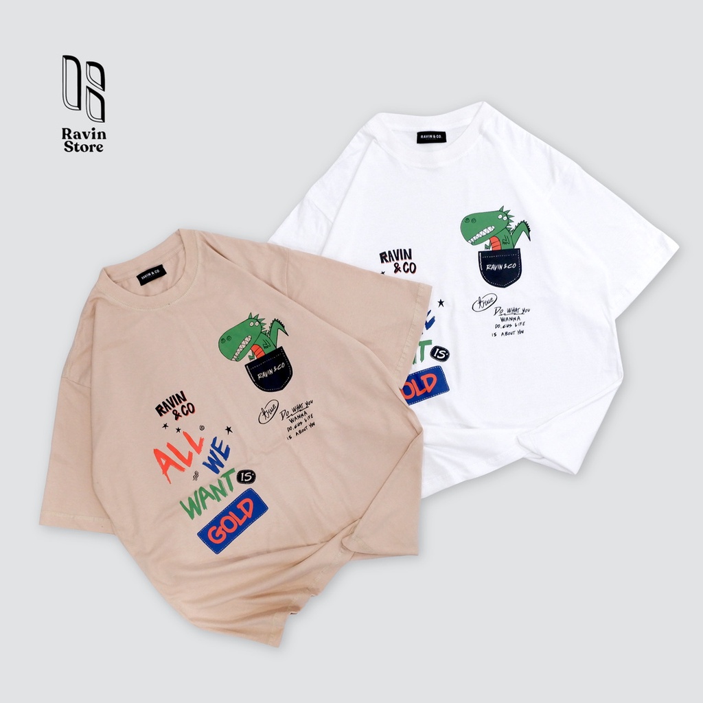 Kaos oversize DINO POCKET Ravin/pria dan wanita