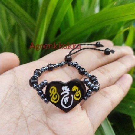 Gelang love besar manik ukir anak hitam kokka kaukah