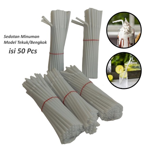 Sedotan Plastik Tekuk Sedotan Bengkok isi 50 pcs