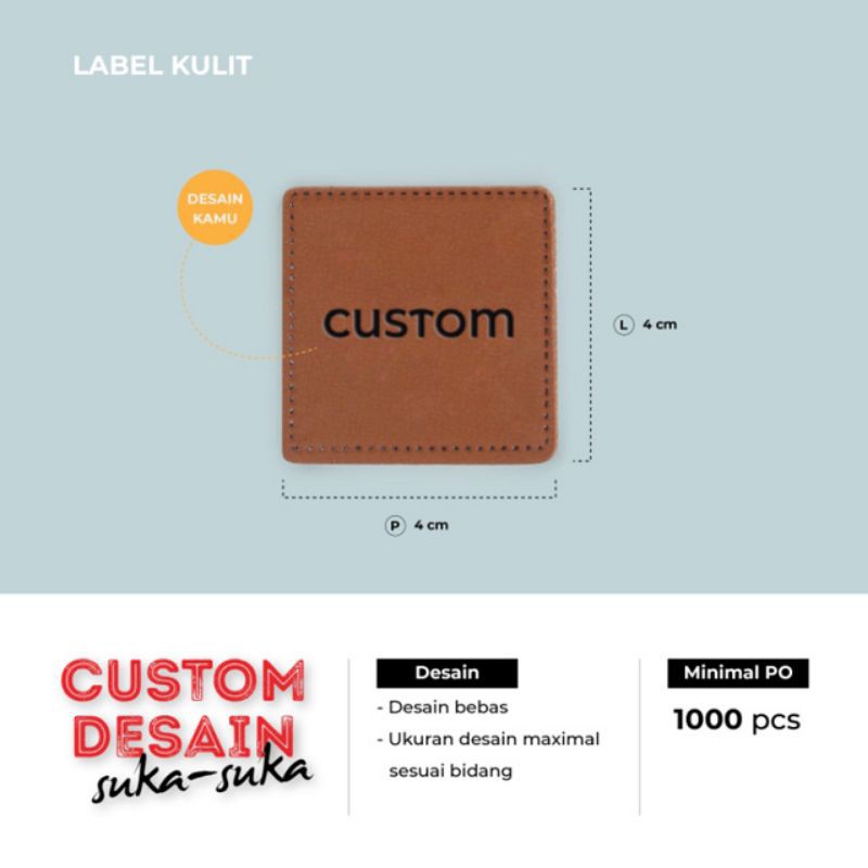 

CST911 Custom Label / Logo Tas Kulit Sintesis 4 x 4 cm Pre Order