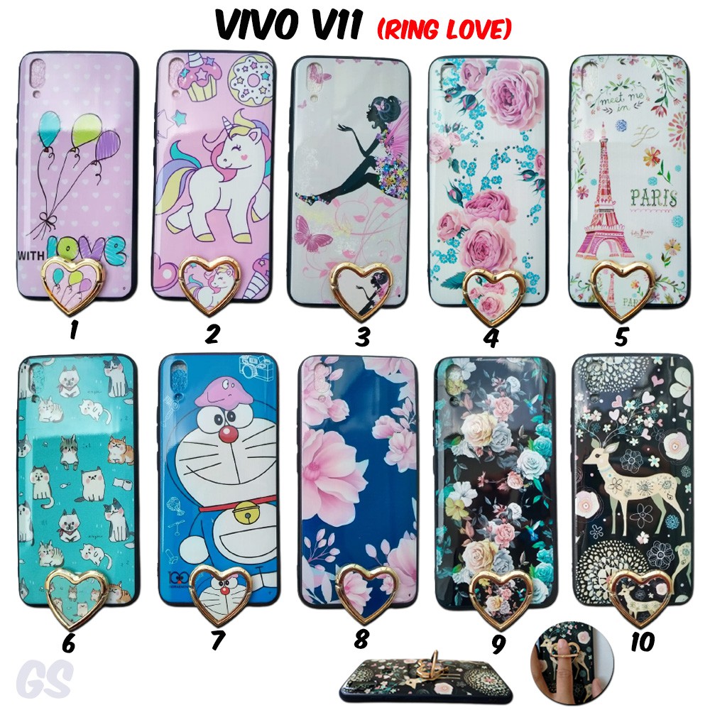 Paket murah Casing hp VIVO V11  Motif Henna Ring love autofokus Hardcase Softcase  case model Kartun